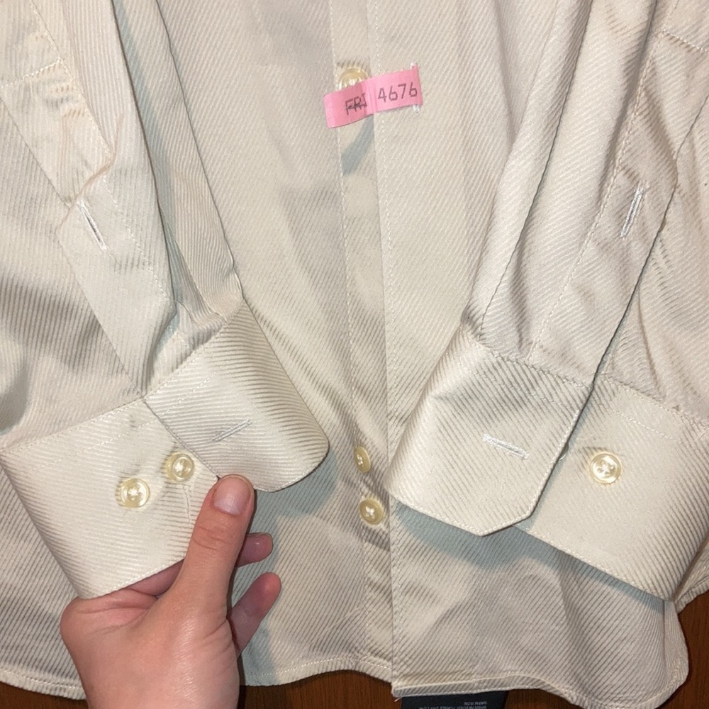 Alfani fitted long sleeve button down ivory/cream/white mens 1X shirt - Picture 3 of 3
